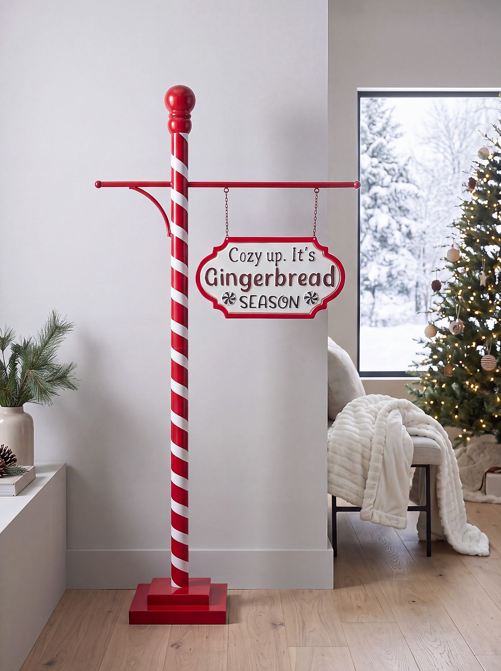Christmas Decoration POSIO 114 cm Signpost Red/ White