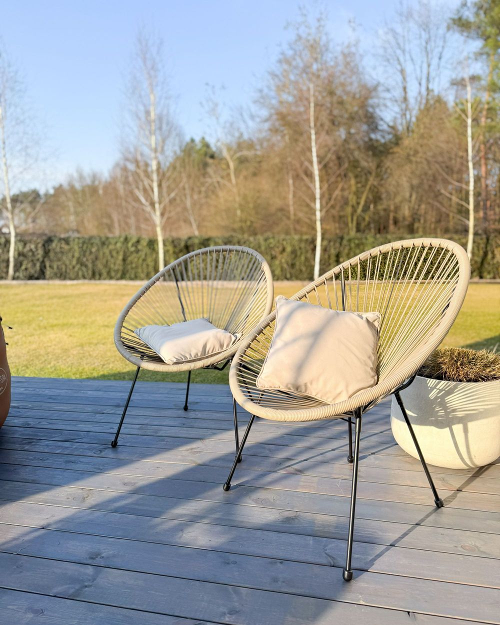 Wicker String Garden Chair Set Acapulco Chair Stacking String