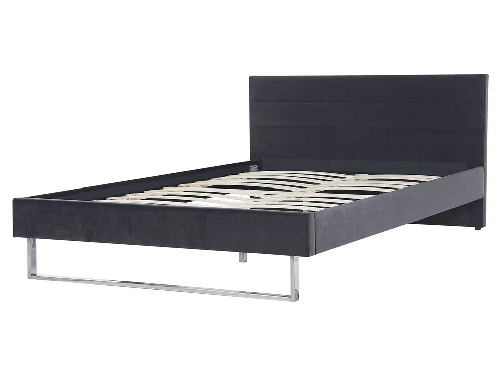 Bett mit Lattenrost Samtstoff BELLOU 160 x 200 cm Dunkelgrau_777634