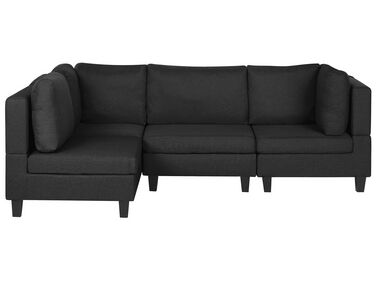 Right Hand 4 Seater Modular Fabric Corner Sofa Black FEVIK 