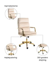 Kontorstol VAMURE Velour Lys Beige_1071141