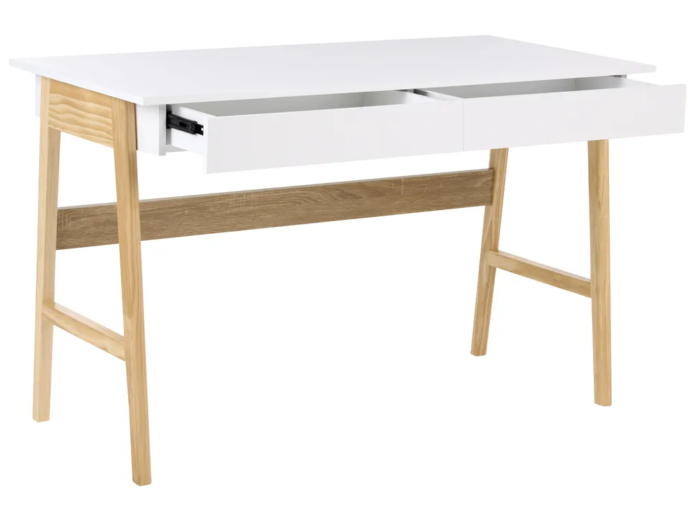 Home Office Desk THESLAY 120 cm 60 cm Light Brown/ White_1068893