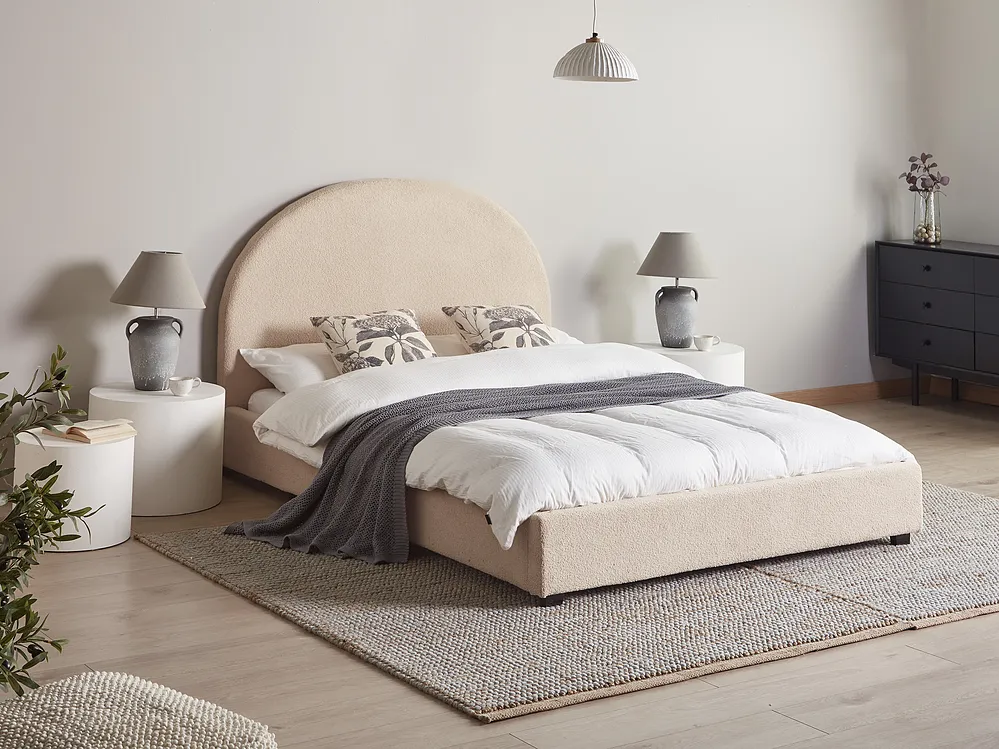 Bed Boucle VAUCLUSE 140 x 200 cm (EU Double) Beige_975994