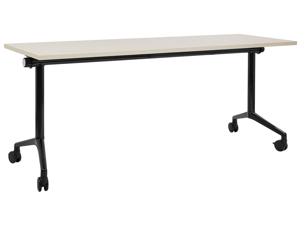 Zusammenklappbarer Schreibtisch CAVI 180 cm x 60 cm mit Rädern Hellbraun