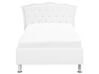 Bílá kožená postel Chesterfield s úložištěm 90x200 cm METZ_799458