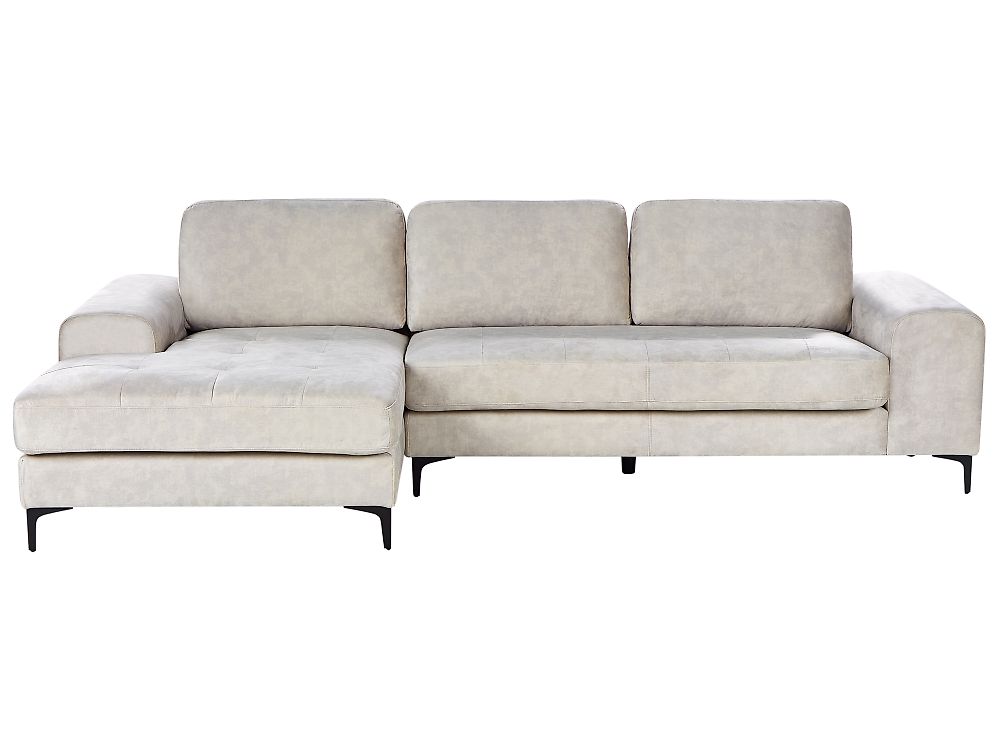 Canapé d'angle KIRUNA Velours Beige clair Côté droit