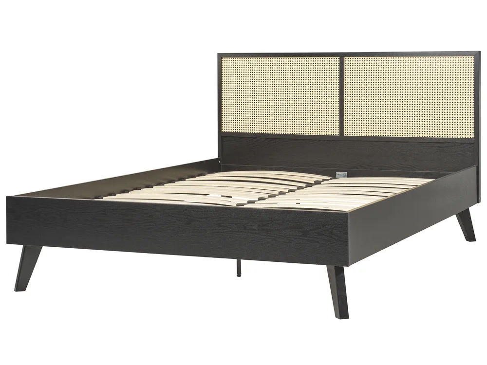 Łóżko Rattan MONPAZIER 140 x 200 cm Czarny_863350