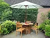Garden Dining Set 4 Seater AGELLO with Parasol (12 Options) Acacia Wood Brown