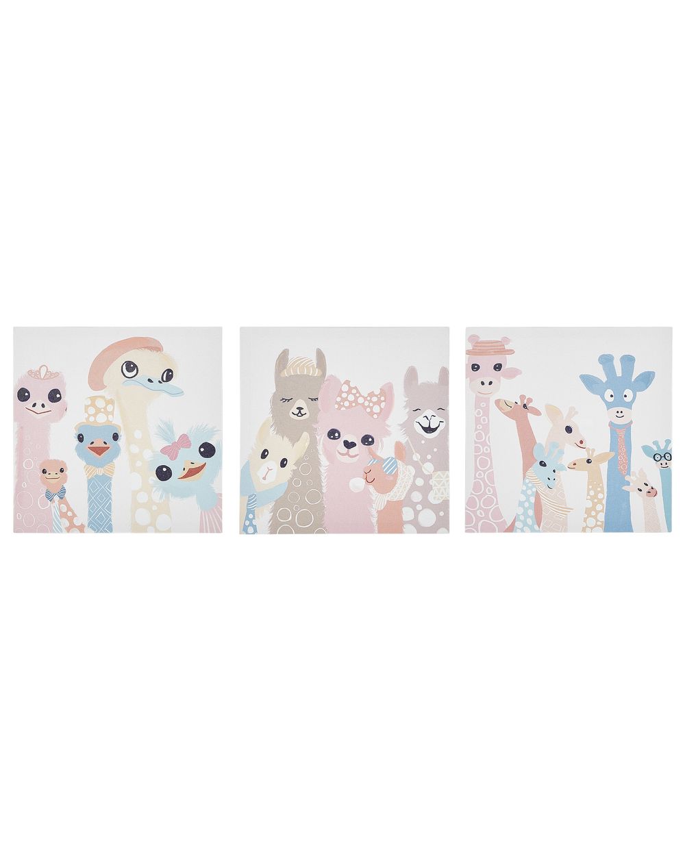 Conjunto de 3 lienzos TILLIA 30 x 30 cm Motivo animal Multicolor