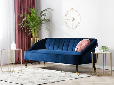 3 Seater Velvet Sofa Navy Blue ALSVAG