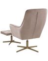 Velvet Armchair with Footstool Beige MOLLE_780903