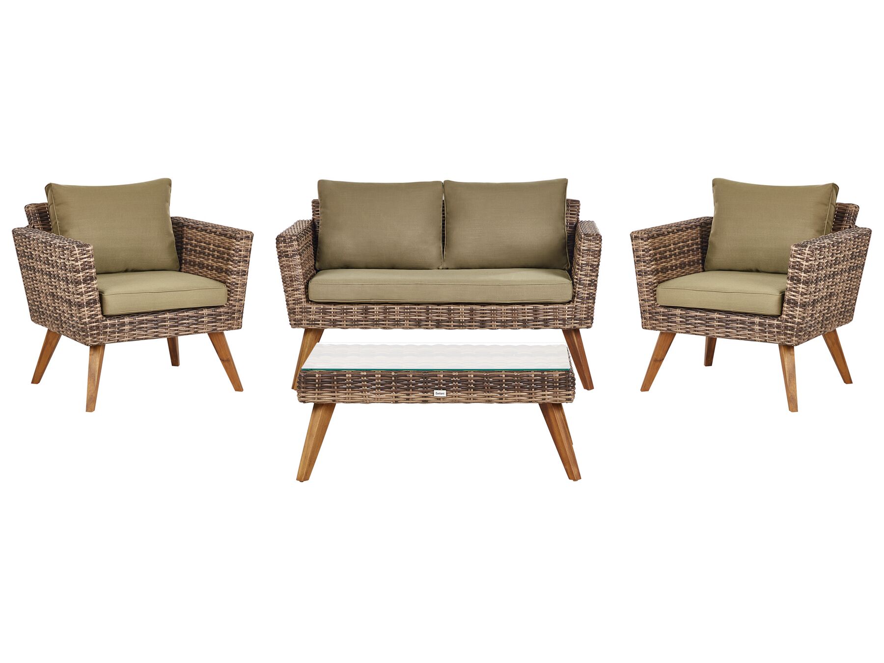 Loungeset 4-zits rotan olijfgroen VITTORIA_930725