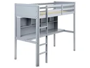 High Sleeper Bed with Desk Pine Wood FOUCAMONT 90 x 200 cm (EU Single) Grey_964315