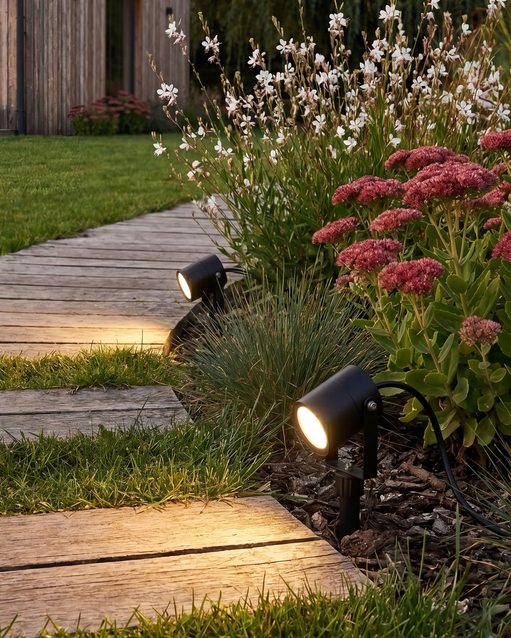 Set of 2 Outdoor Spike Lights EWES LED Black