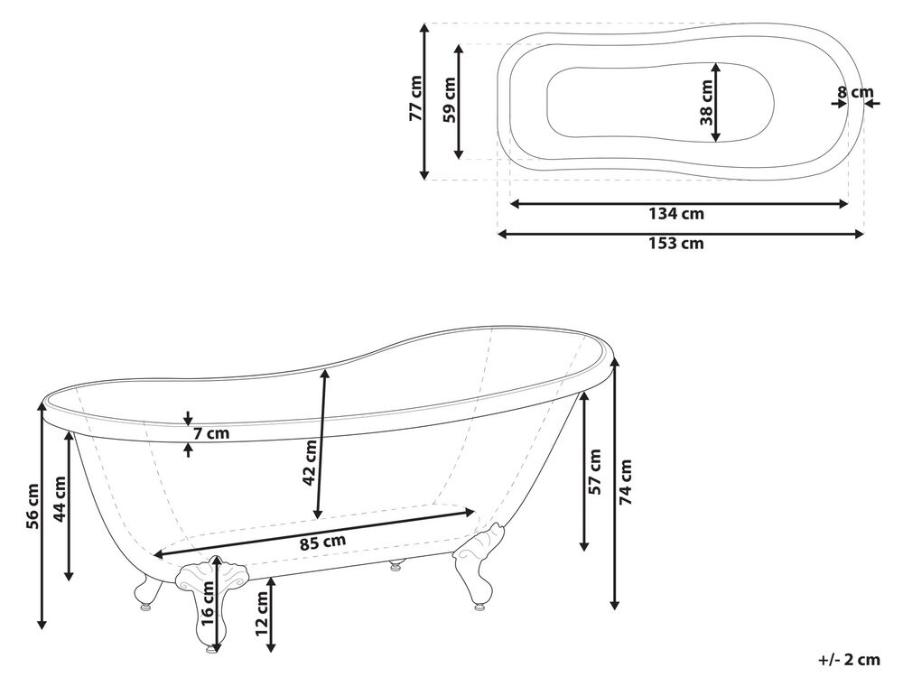 Freestanding Bath 1530 x 770 mm White CAYMAN Beliani