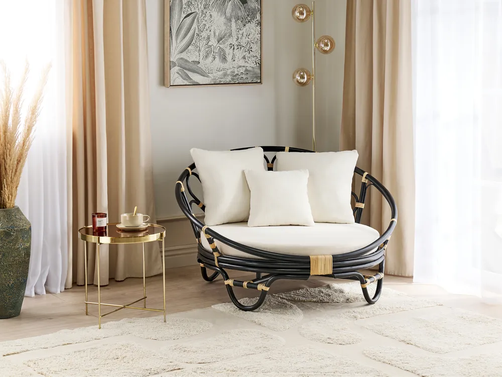 Garden Daybed ROSSANO Rattan Black_873225