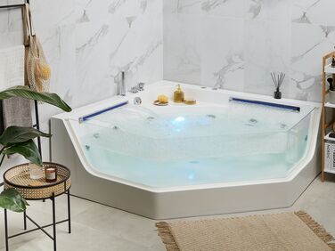 Whirlpool Bath with LED 2110 x 1500 mm White CACERES