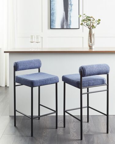 Set of 2 Boucle Bar Chairs Blue AMAYA