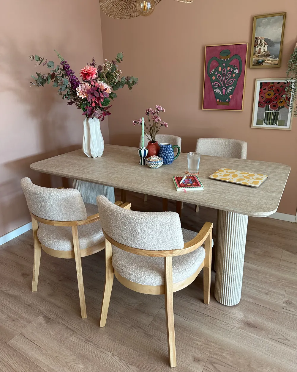 Dining Table BARROY Travertine Effect 180 cm 90 cm_1034146