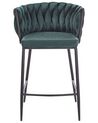 Zestaw 2 krzeseł barowych welurowy ciemnozielony MILAN_925952