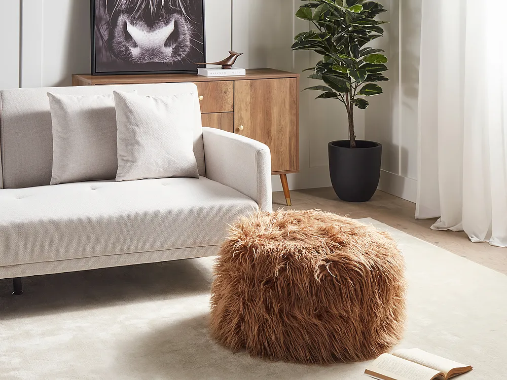 Pouffe TUKKI Faux Fur Brown