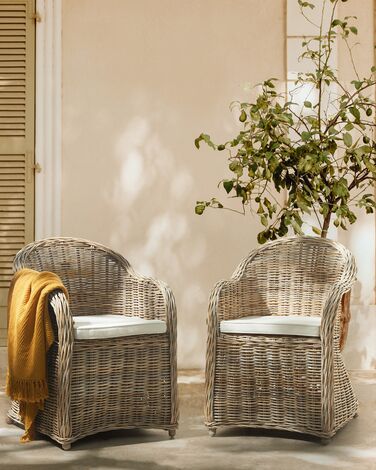 Set of 2 Rattan Garden Chairs Natural SUSUA II