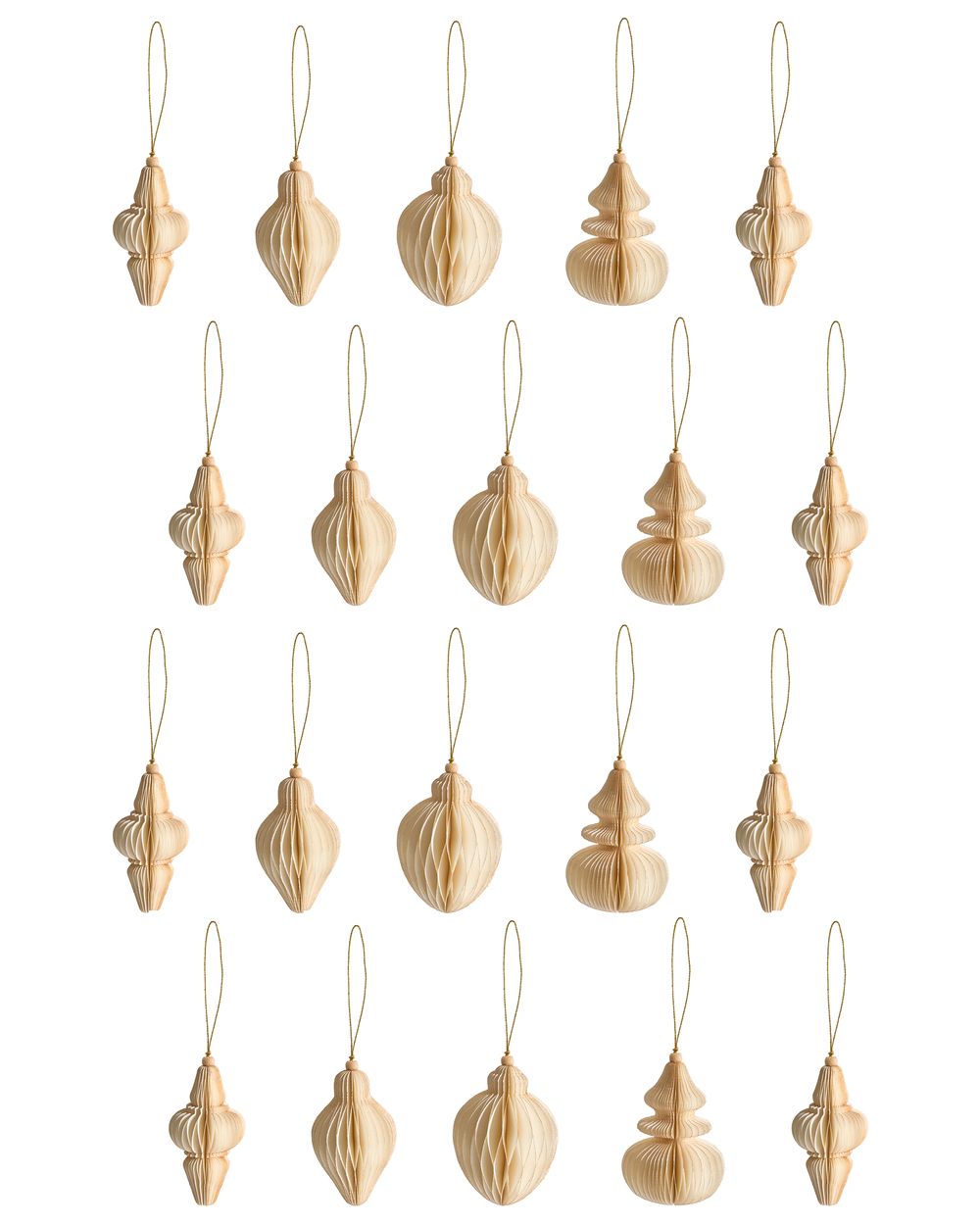 Set of 20 Christmas Tree Ornaments ALTAELVA Paper Beige