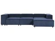 Modular Corner Sofa 4 Seater ARDAL Corduroy Dark Blue Left Hand_1008764