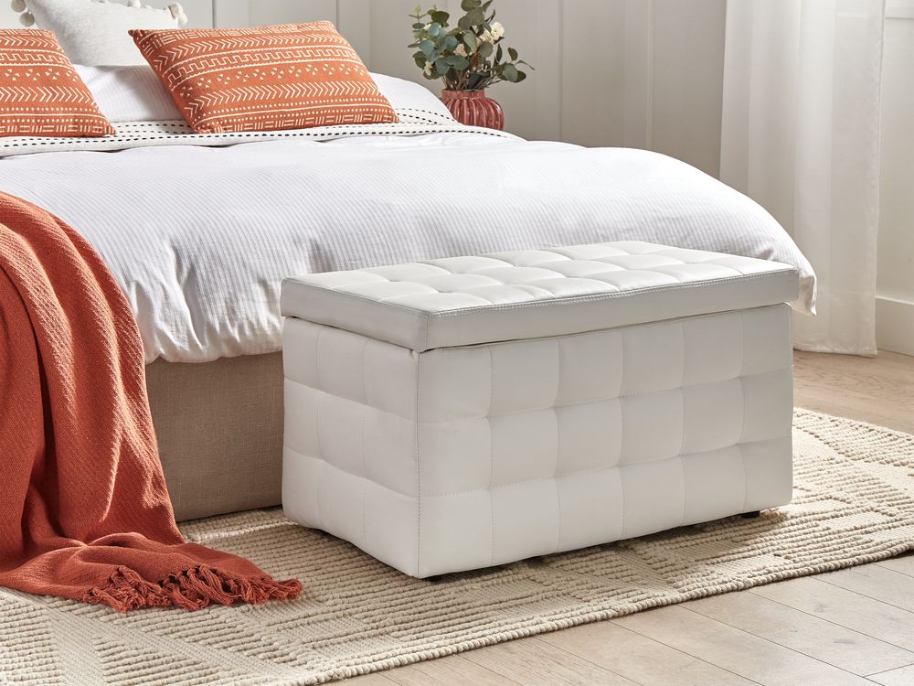 White leather ottoman storage 2025