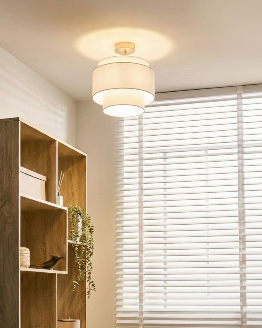 Loftlampe LUKAGO Hør Cremehvid
