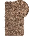 Béžový shaggy kožený koberec 80x150 cm MUT_220041