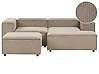Canapé d'angle modulable 2 places ARDAL avec ottoman Velours côtelé Marron clair Côté gauche