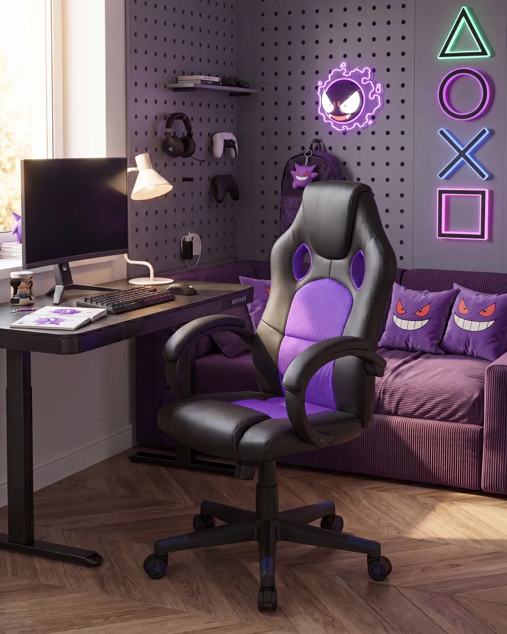 Office Chair FIGHTER Faux Leather Violet