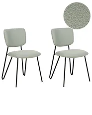 Set of 2 Dining Chairs NELKO Boucle Light Green_884728