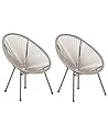 Set of 2 Garden Chairs ACAPULCO II PE Rattan Light Grey
