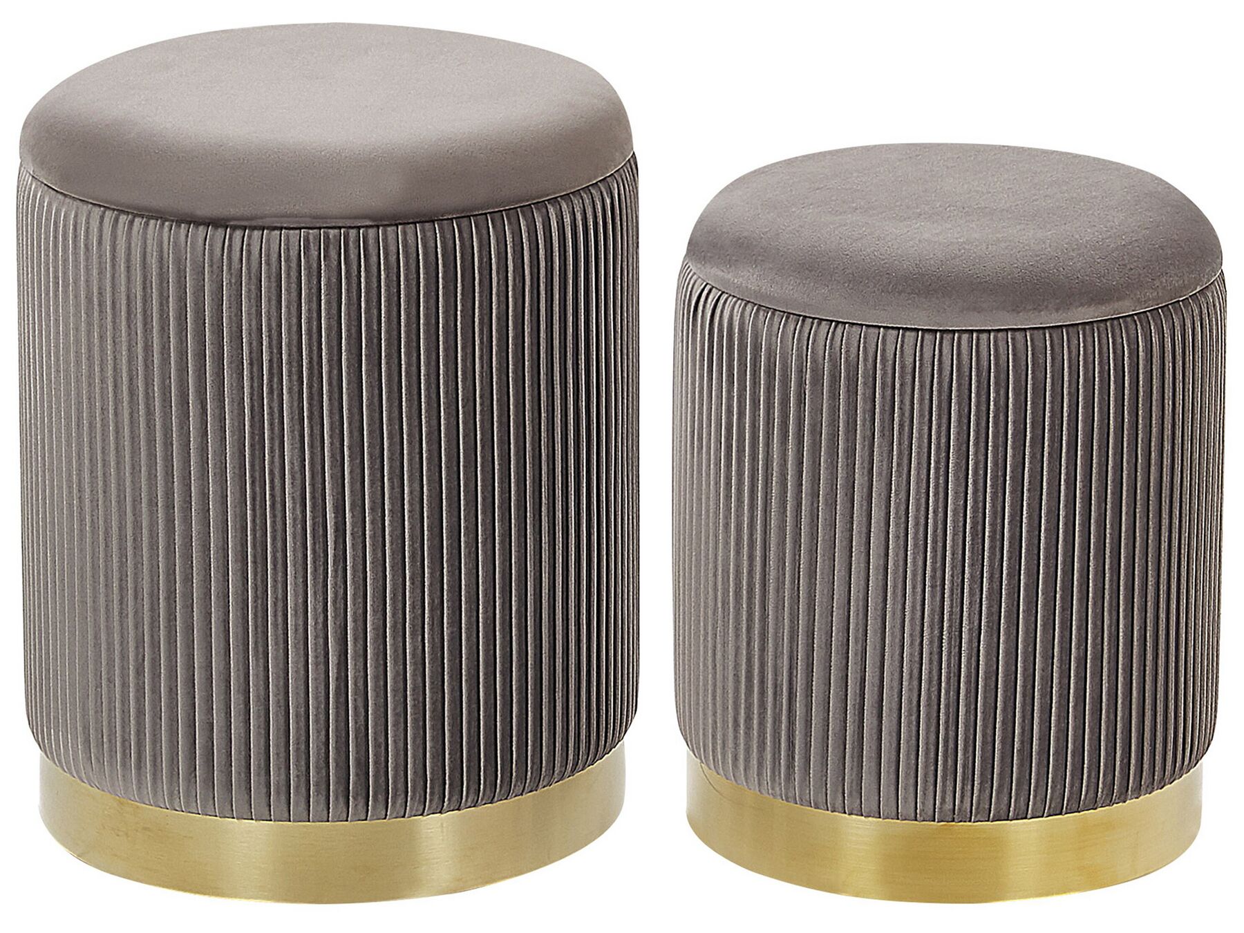 Set de 2 poufs en velours gris avec rangement MIRAMAR_772659