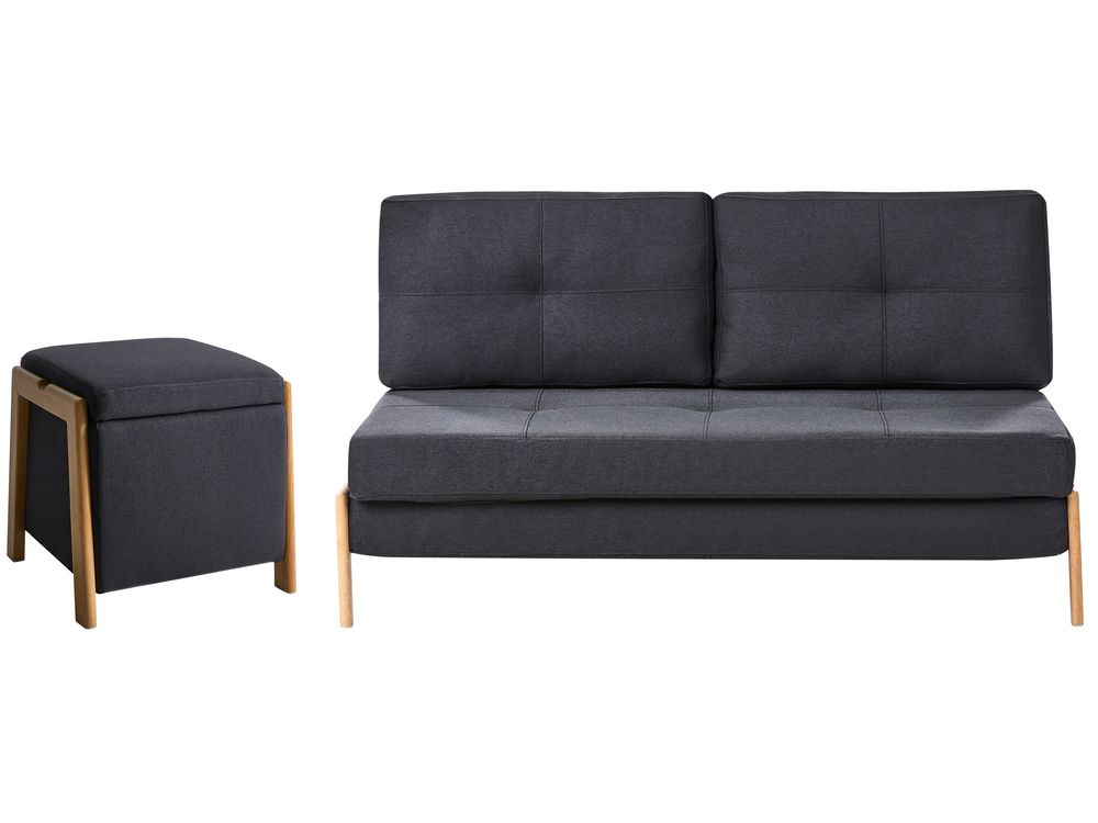 Living Room Set 3 Seater EDLAND with Pouffe Fabric Black