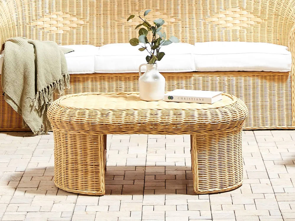 Stolik kawowy ogrodowy LIVADEIA 60 cm 96 cm Rattan Naturalny_920150