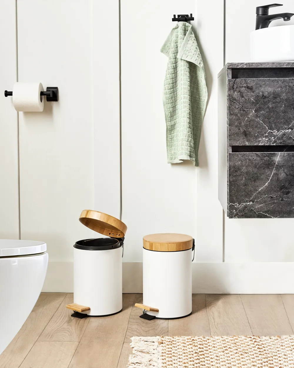 Zestaw 2 koszy na śmieci z pedałem 3 L ECOSMART Metal Biały