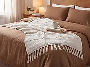 Couverture RAEBARELI Coton 130 x 180 cm Beige clair_1178281
