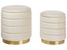 Set of 2 Storage Pouffes Light Beige GARLAND_928615