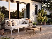 Garden Sofa Set 4 Seater ERICHE Light Beige_1188048