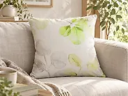 Throw Cushion PEPEROMIA 45 x 45 cm Cotton White Plant Pattern_1179154