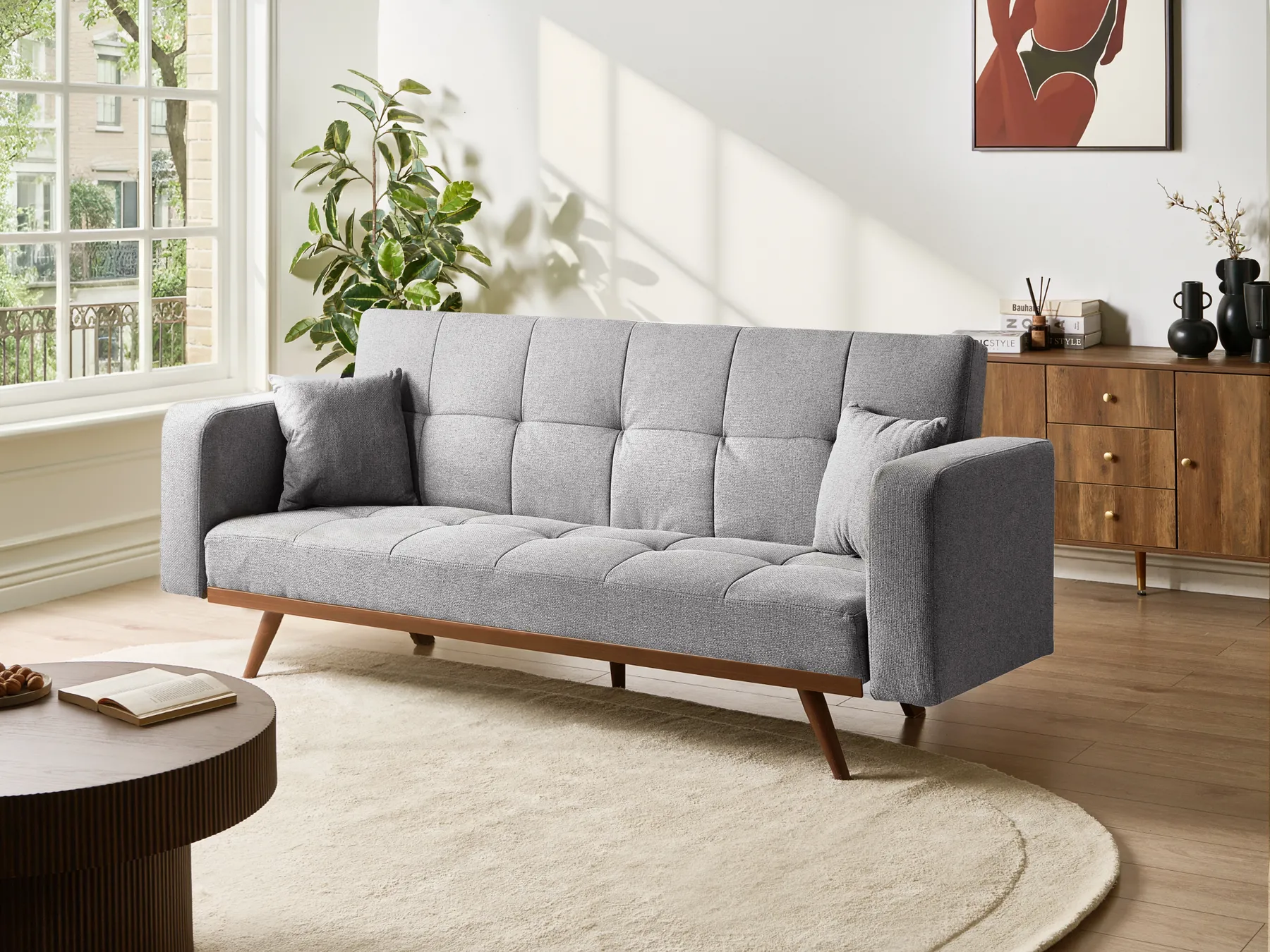Sofa Bed 3 Seater HJULBY Grey_1030195