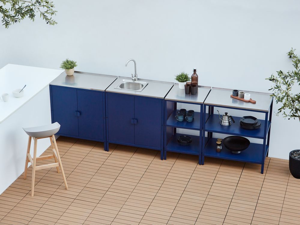 4 Piece Outdoor Kitchen Set with Sink VILAMA Blue Metal