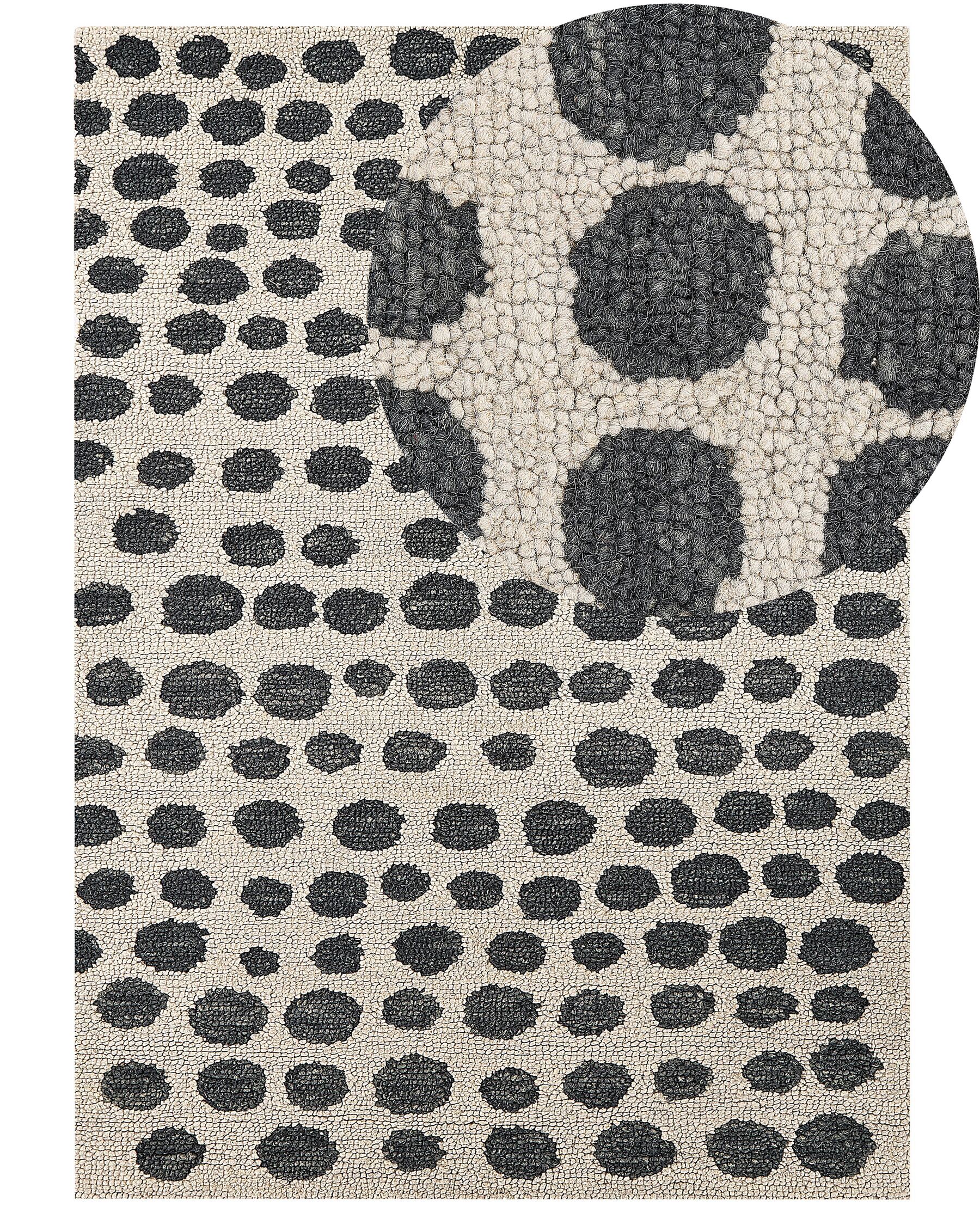 Tapis en laine 160 x 230 cm beige et noir HAVRAN_836381
