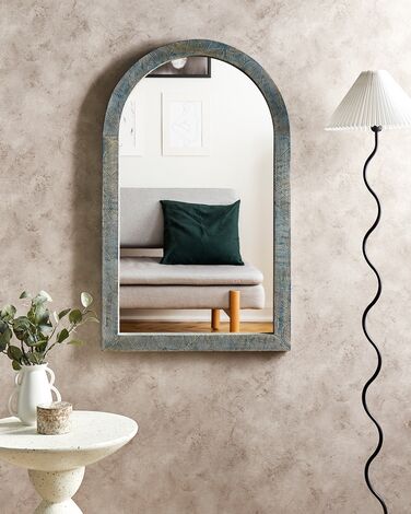 Wooden Wall Mirror 66 x 109 cm Blue MELAY