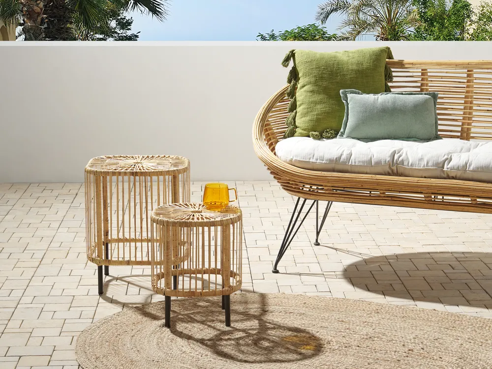 Zestaw 2 stolików kawowych CESENATICO Rattan Naturalny