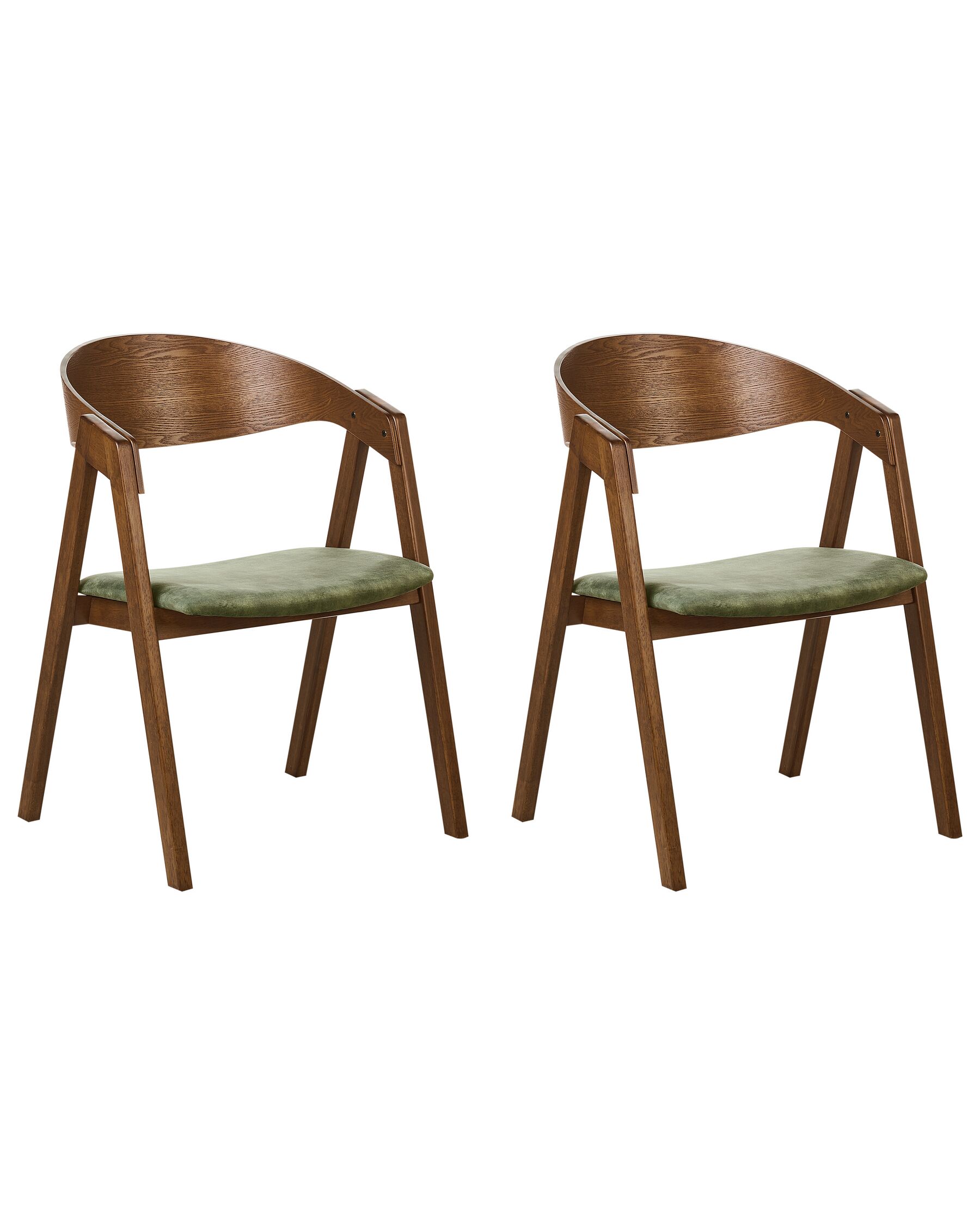 Set of 2 Dining Chairs Dark Wood and Green YUBA_934264