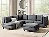 Modular Corner Sofa 5 Seater UNSTAD with Ottoman Fabric Dark Grey Left Hand